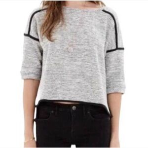 Madewell Sculpture Chunky Knit Hi Low Crop Tweed Short Sleeve Sweater Large Fall